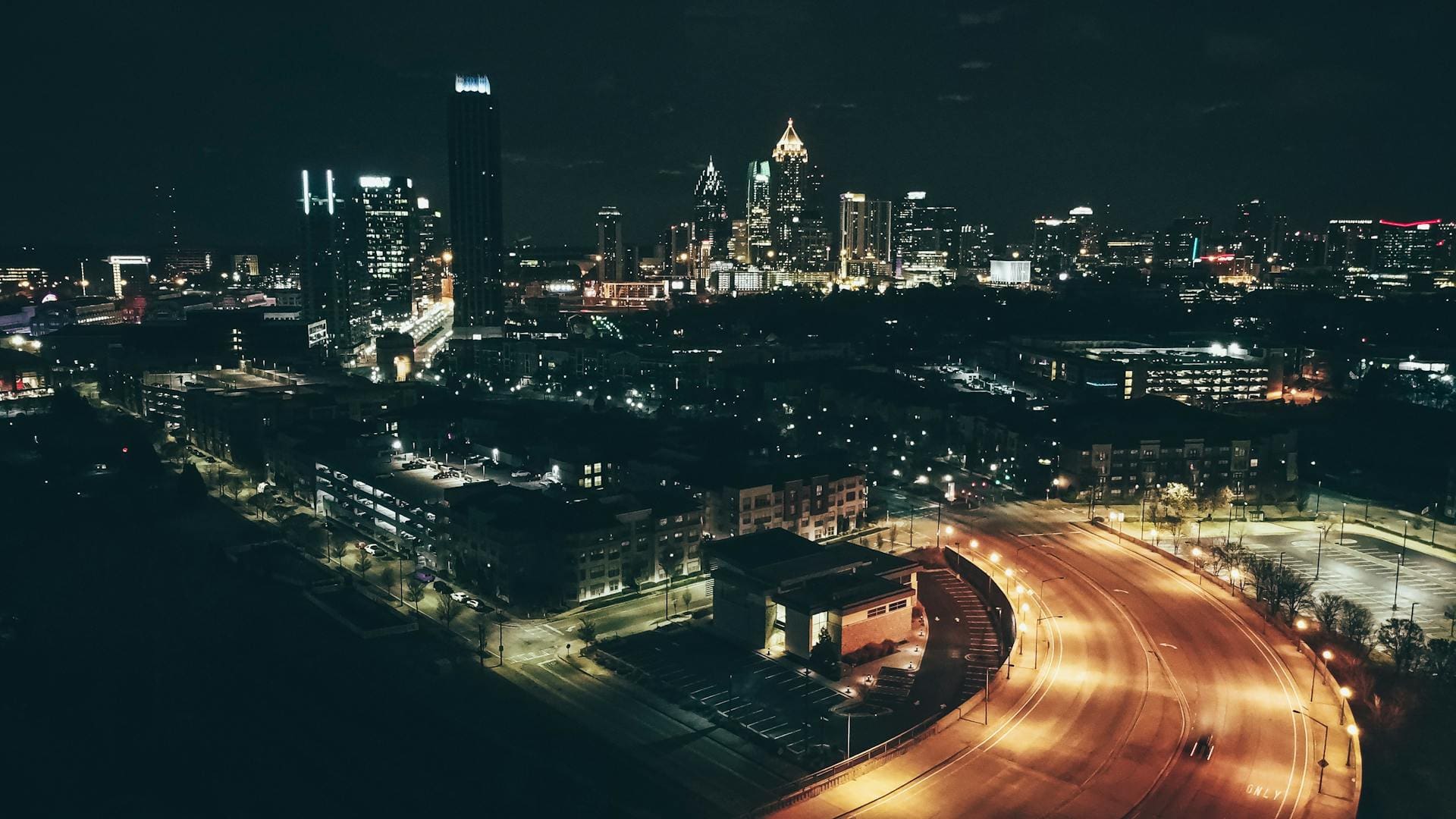 City of Atlanta at night. 2 hours away from whitewater rafting.