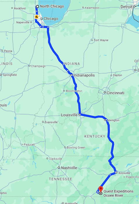 North Chicago directions to white water rafting